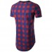 Mens Plaid Pattern Round Neck Short Sleeve T-shirt