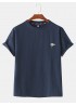 Mens Plain Cotton Solid Color Little Cloud Embroidery T-Shirts