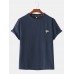 Mens Plain Cotton Solid Color Little Cloud Embroidery T-Shirts