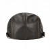 Mens Solid Genuine Cowhide Flat Caps Beret Hat Casual Windproof Warm Forward Caps Adjustable