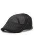 Men Summer Mesh Beret Cap Breathable Visor Flat Hat Adjustable Solid Color Newboy Hat