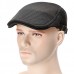 Men Summer Mesh Beret Cap Breathable Visor Flat Hat Adjustable Solid Color Newboy Hat